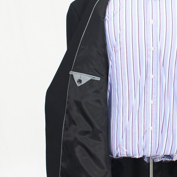 Van Heusen 56R Black Solid 2-Button Sport Coat Blazer Jacket T787 - Picture 9 of 11